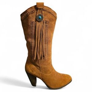 Women's Tan Fringe Boots